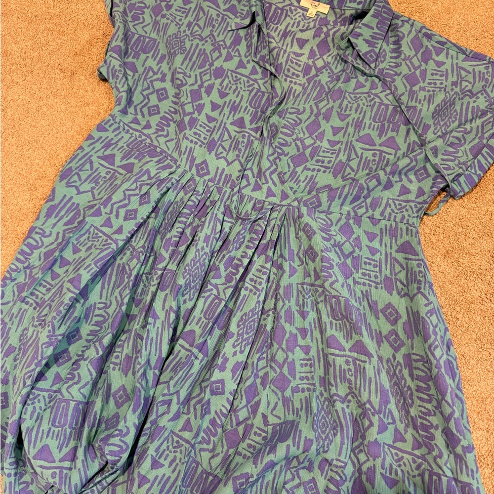 Purple and Green Patterned Dress NWOT